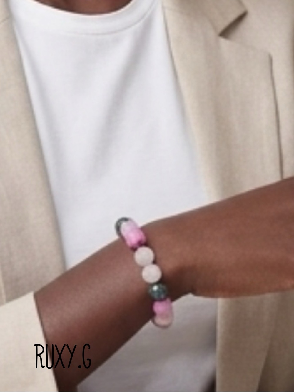 Pink Beaded Stretch Bracelet